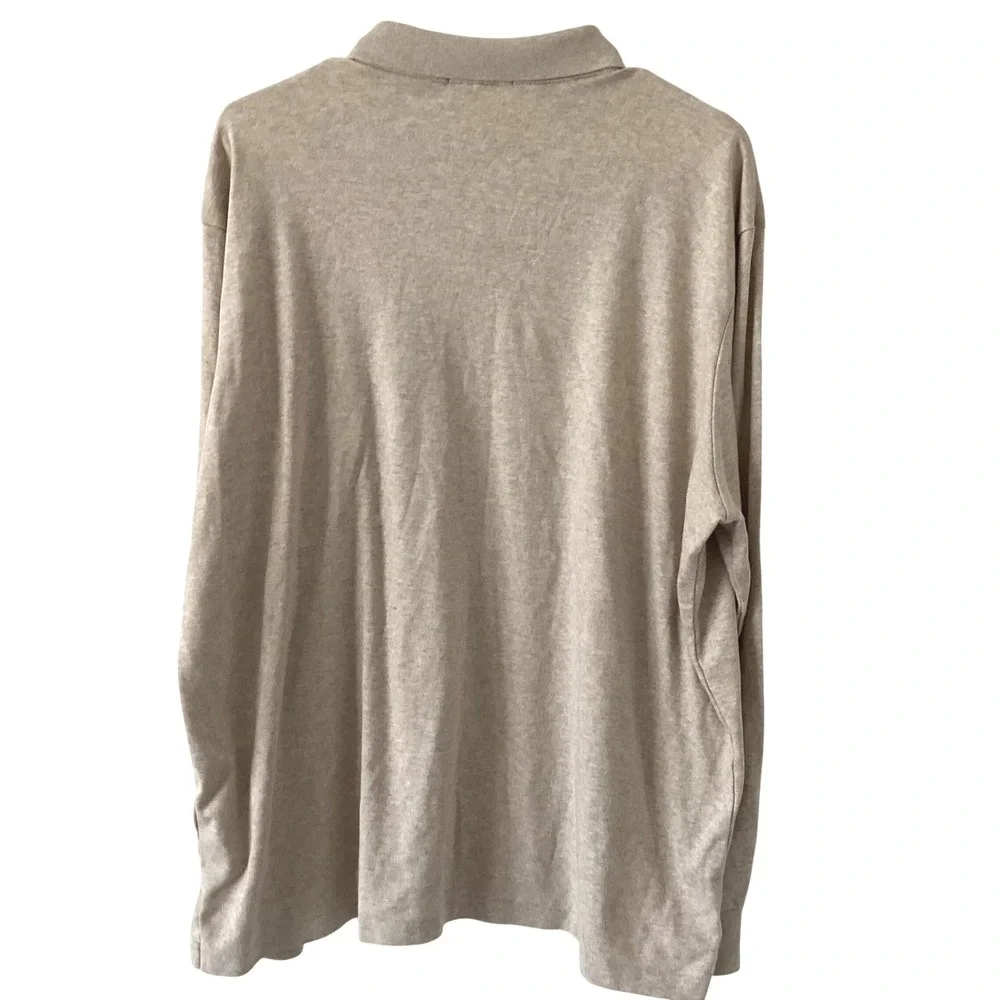 Polo Ralph Lauren Mens XL Classic Fit Long Sleeve Polo Shirt Oatmeal Heather Tan